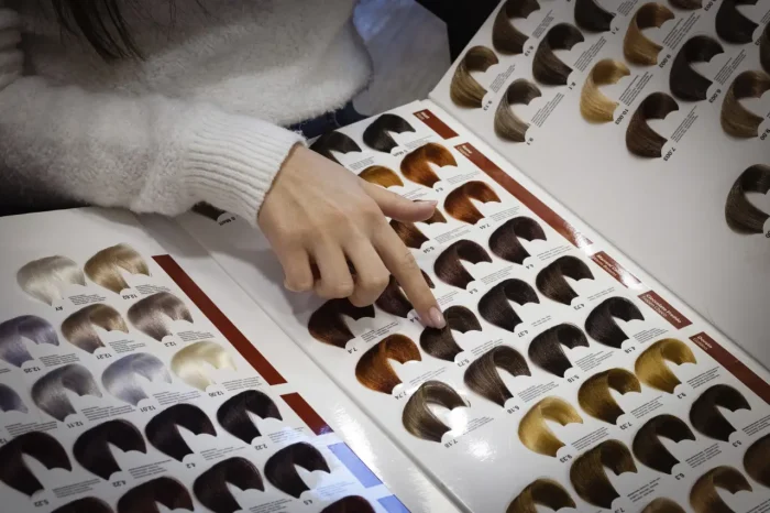choosing hair color from catalog