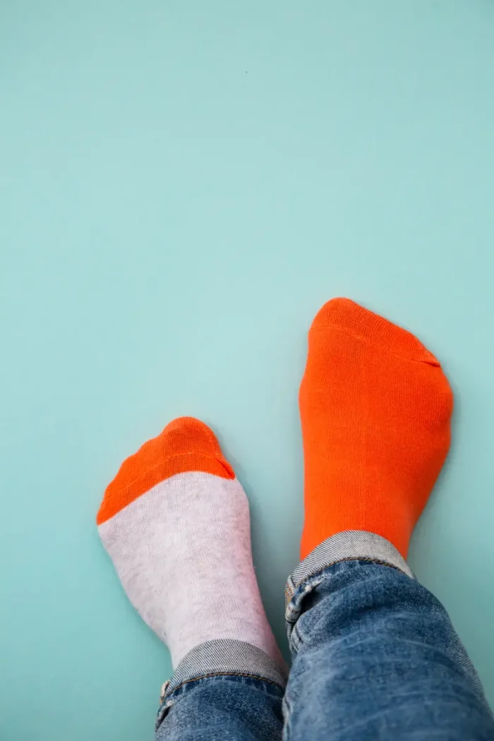 wearing a pair of socks