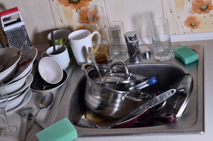 Filled Kitchen Sink